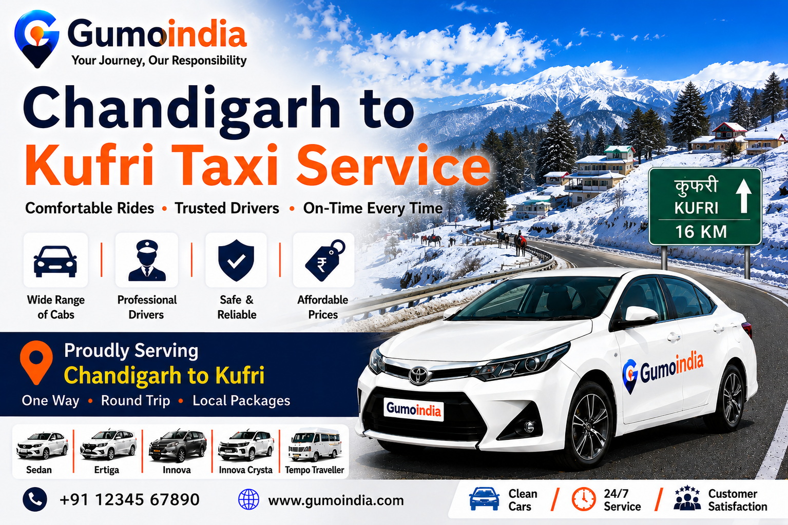 chandigarh to kufri taxi service