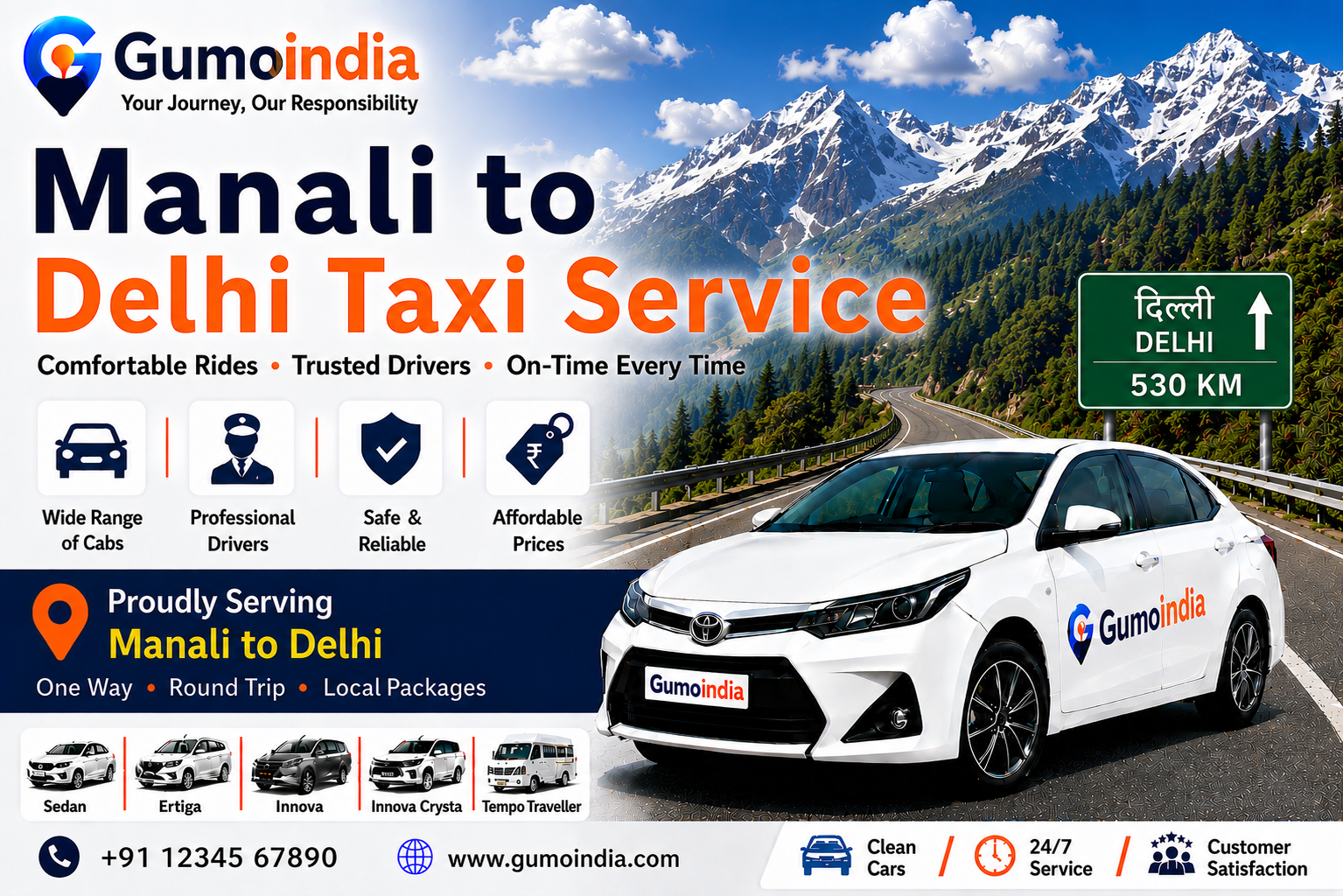 manali to delhi